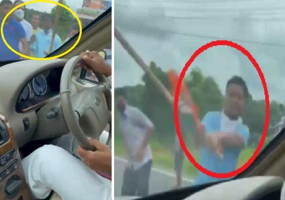 Abhishek Banerjees' Convoy was Attacked by BJP workers in Udaipur Abhishek Banerjees' Convoy was Attacked by BJP workers in Udaipur